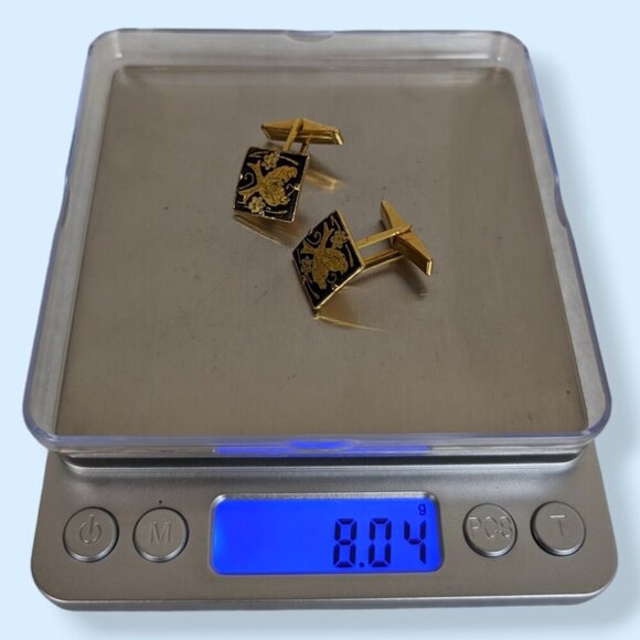 Vintage Square Damascene Cufflinks - Picture 3 of 3